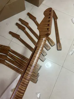 BEST ELECTRIC GUITAR NECK 22 FRETS ROASTED FLAME MAPLE FENDER STRAT REPLACEMENT
