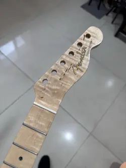 21FRETS NATURAL COLOR GLOSS FLAME MAPLE ELECTRIC GUITAR NECK BONE NUT FOR FENDER