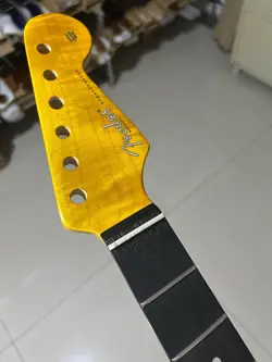YELLOW STAINLESS STEEL 21FRETS FENDER START MAPLE ELECTRIC GUITAR NECK ROSEWOOD.