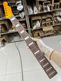 YELLOW GLOSS MAPLE 21FRES FENDER TELE ELECTRICGUITAR NECK ABALONE PIECES INLAID.