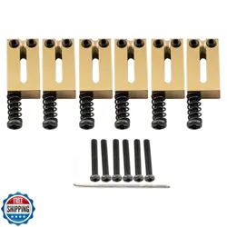 MUSICLILY ULTRA 10.5MM MODERN BRASS GUITAR OFFSET BRIDGE SADDLES FOR FENDER A