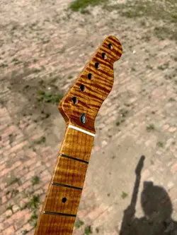 S S 22FRETS ROASTED FLAME MAPLE ELECTRIC GUITAR NECK FENDER TELE REPLACEMENT.
