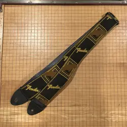 ORIGINAL 1970S 80S FENDER MONOGRAM LOGO GUITAR STRAP EMBROIDERED LEATHER