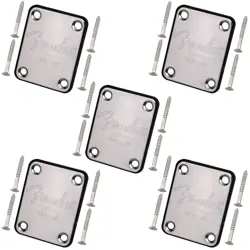 5PCS FENDER STYLE NECK PLATE FENDER LOGO SEAL W/ 4 SCREW CHROME