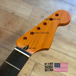 ROASTED MAPLE ROSEWOOD STRAT NECK NITRO SATIN FITS WARMOTH FENDER SR02BJ