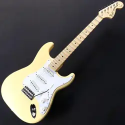 FENDER YNGWIE MALMSTEEN STRATOCASTER YELLOW WHITE SCALLOPED MAPLE NECK E.GUITAR