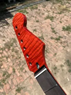 ROSEWOOD 22FRET FENDER STRAT SATIN RED FLAME MAPLE ELECTRIC GUITAR NECK 25.5IN