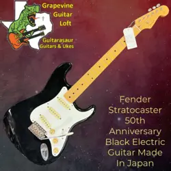 1996 FENDER STRATOCASTER 50TH ANNIVERSARY BLACK ELECTRIC GUITAR MADE IN JAPAN