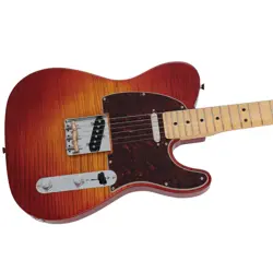 FENDER JAPAN HYBRID II TELECASTER ELECTRIC GUITAR, MAPLE FB, FLAME SUNSET ORANGE