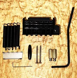 KLUSON 2-POINT TREMOLO BRIDGE SET BLACK FENDER AMERICAN USED