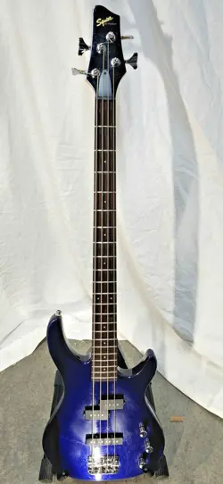 SQUIER BY FENDER - 2001 COBALT BLUE MB-4 - 4 STRING RIGHT HAND ELECTRIC BASS