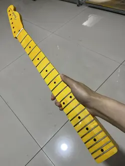 STAINLESS STEEL 21FRETS FENDER TELE SATIN YELLOW MAPLE ELECTRIC GUITAR NECK 25.5