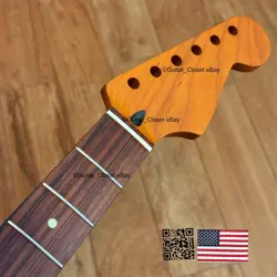 ROASTED MAPLE ROSEWOOD STRAT NECK NITRO SATIN FITS WARMOTH FENDER SR02BE