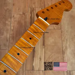SALE ROASTED FLAME MAPLE STAINLESS STRAT GUITAR NECK SATIN FITS FENDER SM22BR
