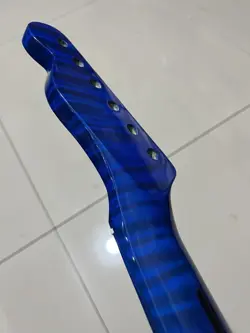 AAAA 22FRETS FENDER TELE SATIN BLUE FLAME MAPLE ELECTRIC GUITAR NECK 25.5INCHE