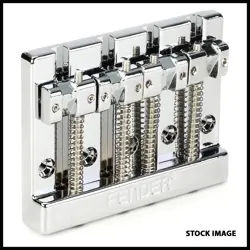 GENUINE FENDER CHROME BLOCK LOGO HIGH-MASS BASS BRIDGE IV W/ZINC SADDLES