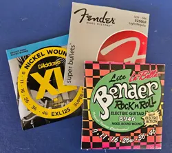 NEW 3-PACK D'ADDARIO, FENDER, LA BELLA ELECTRIC GUITAR STRINGS 9-46
