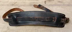 VINTAG BLACK LEATHER GUITAR SADDLE STRAP (BOBBY LEE-FENDER) CIRCA 1950'S 1960'S