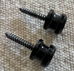 SCHALLER BLACK STRAP LOCK BUTTONS FENDER USA TELE STRAT TELECASTER STRATOCASTER