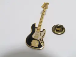 VINTAGE 1980'S FENDER JAZZ BASS ENAMEL LAPEL PIN BLACK RARE!