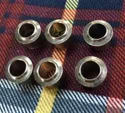 CHROME VINTAGE 1980S FENDER GUITAR TUNER BUSHINGS/FERRULES~STRATOCASTER,TELE