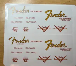 CUSTOM TELECASTER HEADSTOCK LOGO STICKER, CLEAR VINYL FENDER STICKER 2 PER PK