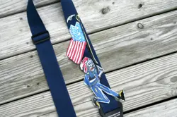 CUSTOM GUITAR STRAP AMERICA TWIN TOWERS FLAG PATRIOT JR CHARLIE FAST FOR FENDER