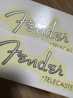 2PCS FENDER GUITAR TELE SILVER RETRO WATERSLIDE TRANSFER HEADSTOCK DECALS NEW