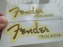 2PCS FENDER GUITAR TELECASTER GOLDEN RETRO WATERSLIDE TRANSFER HEADSTOCK DECALS