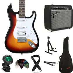 SQUIER AFFINITY SERIES STRATOCASTER JUNIOR HSS ELECTRIC GUITAR AND FENDER AMP