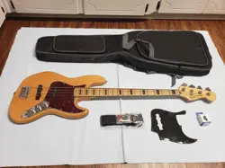 2009 FENDER SQUIER VINTAGE MODIFIED 70'S JAZZ BASS NATURAL GUITAR - UPGRADED