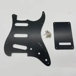 GUITAR PICKGUARD AND BACKPLATE ALUMINUM ANODIZED BLACK FOR FENDER STRAT 11-HOLE