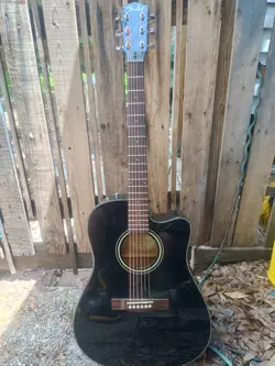 BEAUTIFUL BLACK FENDER ACOUSTIC GUITAR. MODEL NUMBER CD-140SCE/BLK
