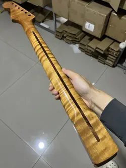 DIY STAINLESS STEEL 22FRET FENDER STRAT ROASTED FLAME MAPLE ELECTRIC GUITAR NECK