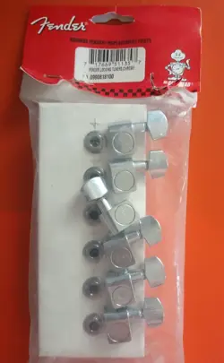 GENUINE FENDER LOCKING TUNERS, CHROME FENDER LOGO P.N. 0990818100