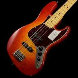FENDER 2024 COLLECTION MIJ HYBRID II JAZZ BASS MAPLE FLAME SUNSET ORANGE TRANSPA
