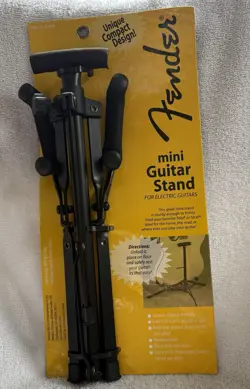 GENUINE FENDER MINI ELECTRIC GUITAR STAND FOLDING BLACK STEEL COMPACT TRAVEL