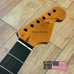 ROASTED MAPLE ROSEWOOD STRAT NECK NITRO SATIN FITS WARMOTH FENDER SR02B@