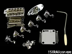 USA FENDER MALMSTEEN STRATOCASTER CHROME HARDWARE SET STRAT TREMOLO TUNERS