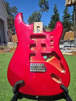 2005 FENDER MIM STANDARD STRATOCASTER RED BODY WITH BRIDGE/TREMOLO STRAT