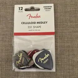 FENDER CELLULOID MEDLEY 351 SHAPE GUITAR PICKS, HEAVY, 12-PACK