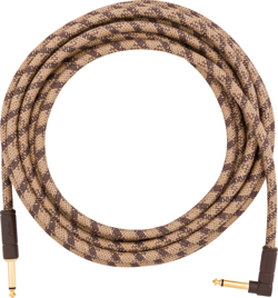 FENDER FESTIVAL INSTRUMENT CABLE, STRAIGHT/ANGLE, 18.6', PURE HEMP, BROWN STRIPE