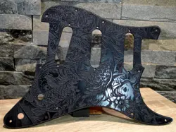 CUSTOM BLACK KOI TEXTURED PICKGUARD - FITS FENDER STRATOCASTER - USA MADE