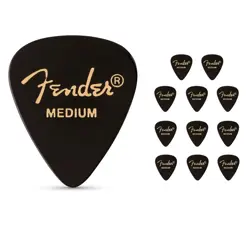 NEW FENDER 351 CLASSIC CELLULOID MEDIUM PICKS (12 PACK) BLACK