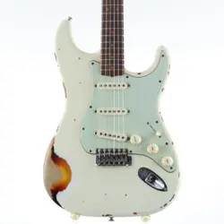 FENDER CUSTOM SHOP LIMITED 1963 STRATOCASTER HEAVY RELIC AGED OLYMPIC WHITE OVER