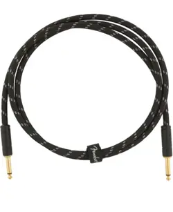 FENDER DELUXE BLACK TWEED ELECTRIC GUITAR INSTRUMENT CABLE, STRAIGHT ENDS, 5' FT