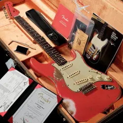 FENDER CUSTOM SHOP MASTER BUILT 1961 STRATOCASTER HEAVY RELIC AGED FIESTA RED BY