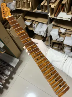 ROASTED FLAME MAPLE STAINLESS STEEL 22FRETS ELECTRIC GUITAR NECK FOR FENDER TELE