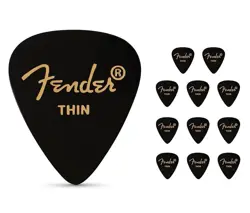 FENDER 351 SHAPE CLASSIC CELLULOID GUITAR PICKS THIN (12 PACK) BLACK