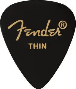 FENDER 351 PREMIUM CELLULOID GUITAR PICKS - THIN BLACK  - 12-PACK (1 DOZEN)
